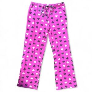 Y2K Sonoma Pink Heart Print Fleece Pajama Pants S